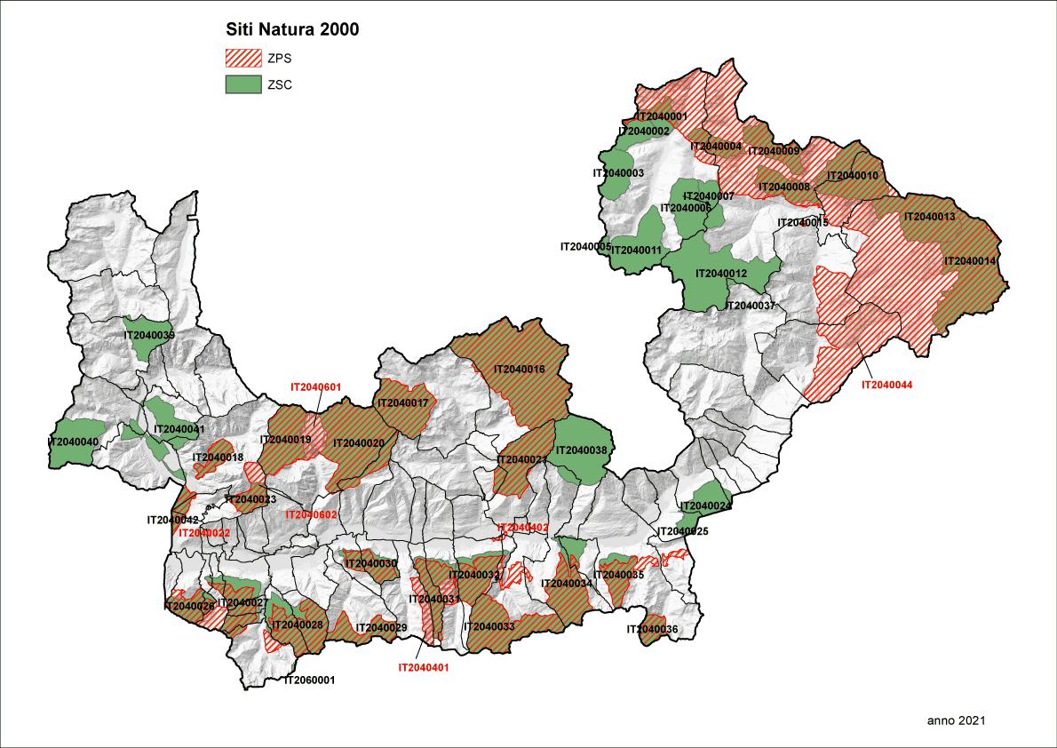 Cartina Provincia di Sondrio con SIC/ZSC/ZPS 